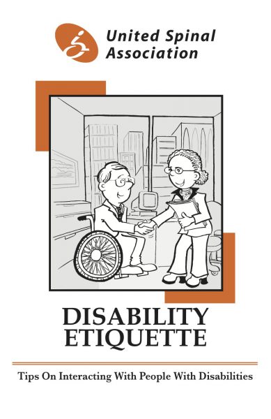 Cover of Disability Etiquette brochure, United Spinal